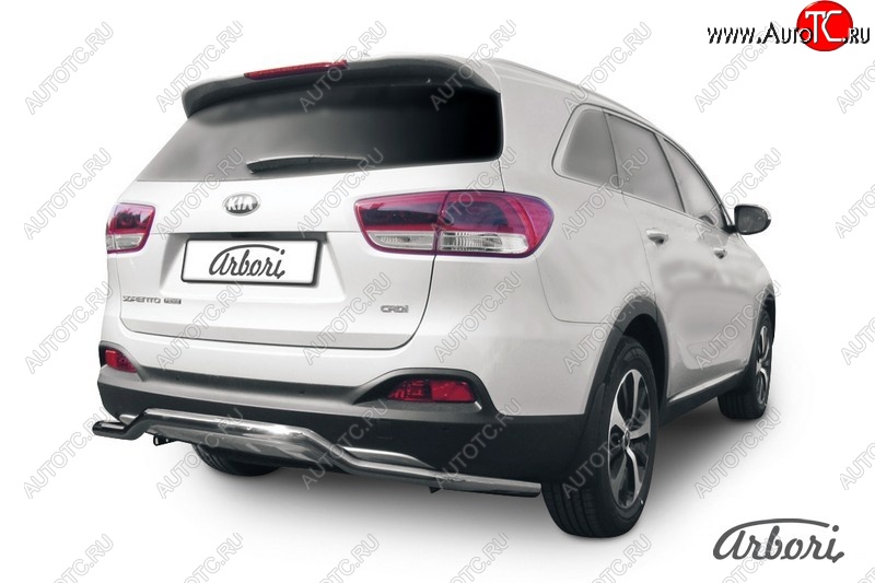 3 499 р. Защита заднего бампера Arbori (волна, нержавейка, 1 труба d57 mm). KIA Sorento UM/Prime дорестайлинг (2014-2018)  с доставкой в г. Владивосток