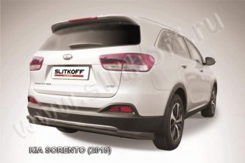 11 649 р. Защита заднего бампера из труб d57+42 Slitkoff (с уголками) KIA Sorento UM/Prime дорестайлинг (2014-2018) (Цвет: серебристый)  с доставкой в г. Владивосток. Увеличить фотографию 1