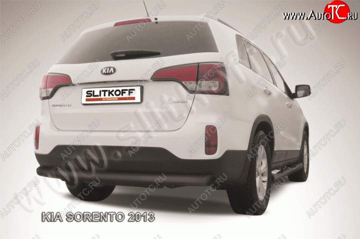 7 899 р. Защита заднего бампера из трубы d76 Slitkoff (длинная) KIA Sorento XM рестайлинг (2012-2015) (Цвет: серебристый)  с доставкой в г. Владивосток