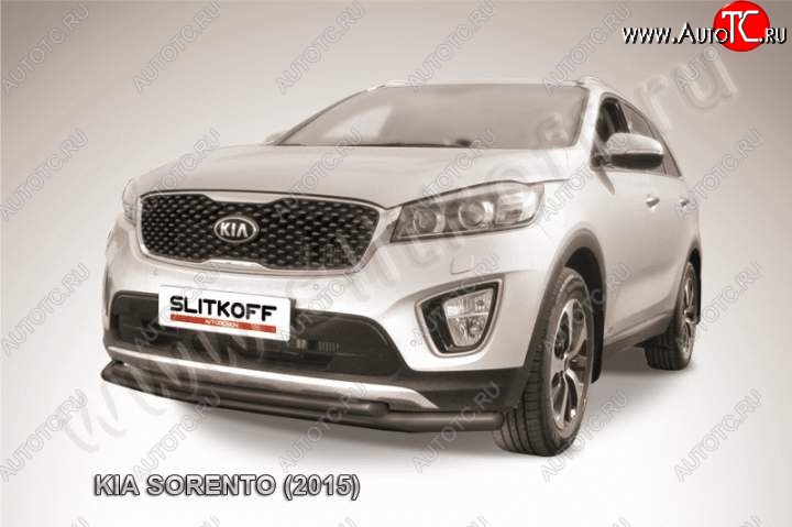 9 649 р. Защита переднего бампера из труб d57+d42 Slitkoff  KIA Sorento  UM/Prime (2014-2018) дорестайлинг (Цвет: серебристый)  с доставкой в г. Владивосток