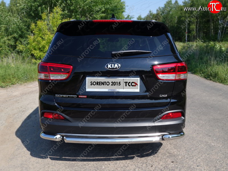 12 299 р. Защита заднего бампера (короткая) ТСС (нержавейка d 60,3 мм) KIA Sorento UM/Prime дорестайлинг (2014-2018)  с доставкой в г. Владивосток