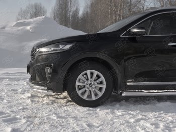 21 949 р. Защита переднего бампера (Ø 63/42 мм с углами, нержавейка) SLITKOFF KIA Sorento UM/Prime рестайлинг (2018-2020)  с доставкой в г. Владивосток. Увеличить фотографию 3