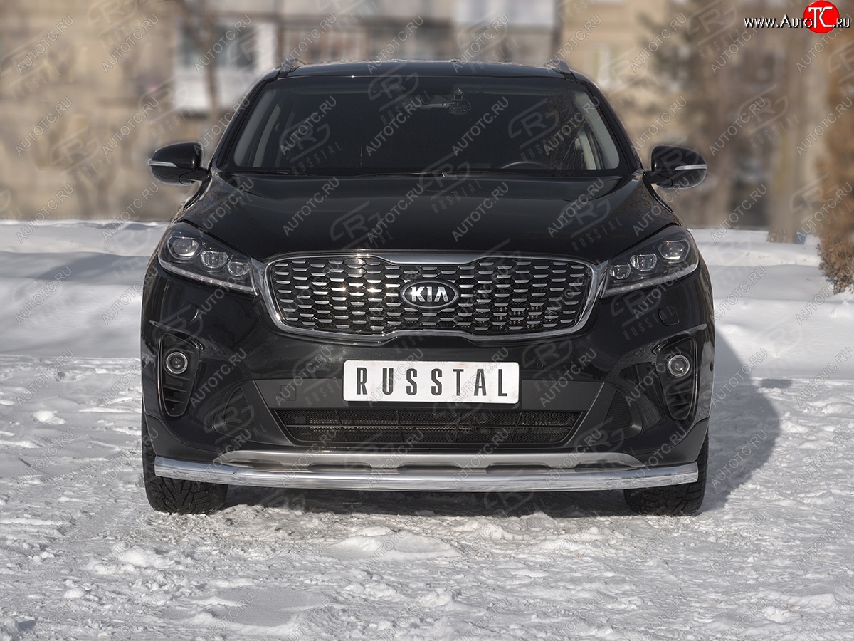 16 999 р. Защита переднего бампера (Ø63 мм, нержавейка) SLITKOFF  KIA Sorento  UM/Prime (2018-2020) рестайлинг  с доставкой в г. Владивосток