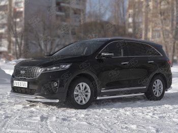 20 899 р. Защита переднего бампера (2 трубы Ø63 и 42 мм, нержавейка) SLITKOFF KIA Sorento UM/Prime рестайлинг (2018-2020)  с доставкой в г. Владивосток. Увеличить фотографию 2