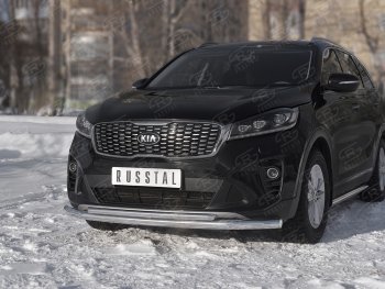 20 899 р. Защита переднего бампера (2 трубы Ø63 и 42 мм, нержавейка) SLITKOFF KIA Sorento UM/Prime рестайлинг (2018-2020)  с доставкой в г. Владивосток. Увеличить фотографию 4