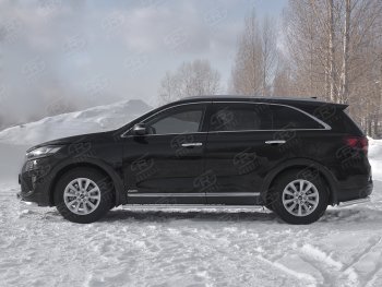 21 749 р. Защита порогов (Ø75x42 мм с проступью, нержавейка) Russtal KIA Sorento UM/Prime рестайлинг (2018-2020)  с доставкой в г. Владивосток. Увеличить фотографию 2