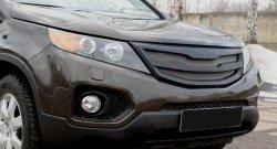 4 999 р. Решётка радиатора RA  KIA Sorento  XM (2009-2012) дорестайлинг (Глянец под окраску, с металлической сеткой, Неокрашенная)  с доставкой в г. Владивосток. Увеличить фотографию 2