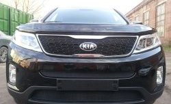 1 469 р. Нижняя сетка на бампер Russtal (черная)  KIA Sorento  XM (2012-2015) рестайлинг  с доставкой в г. Владивосток. Увеличить фотографию 1