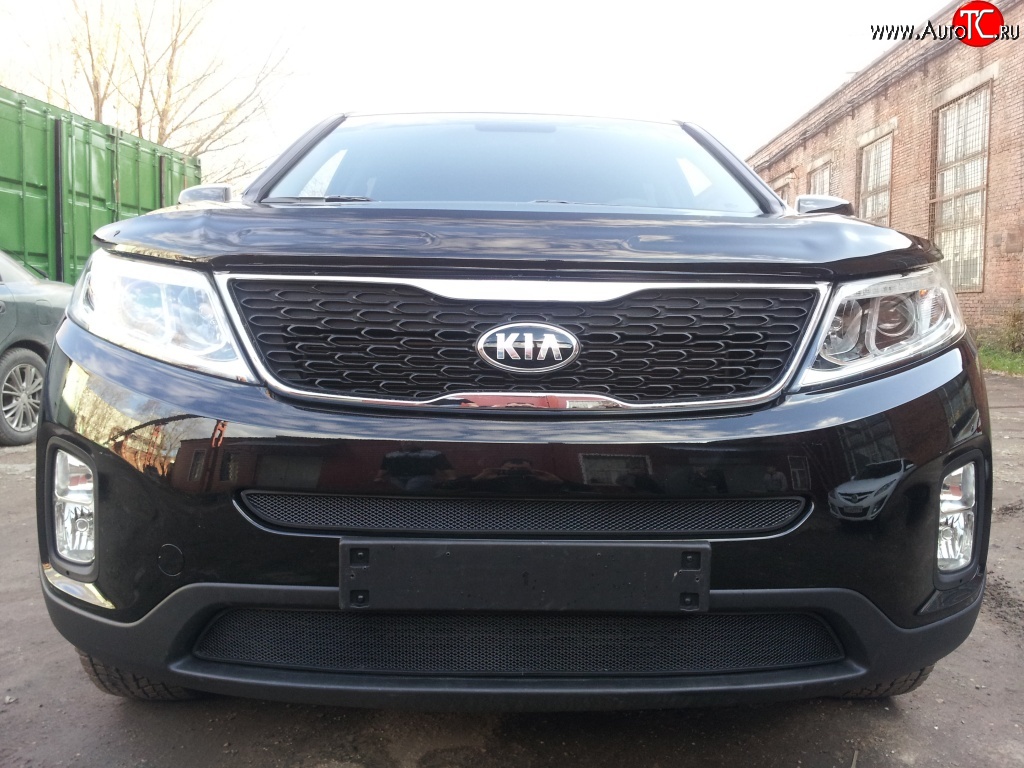 1 469 р. Нижняя сетка на бампер Russtal (черная)  KIA Sorento  XM (2012-2015) рестайлинг  с доставкой в г. Владивосток