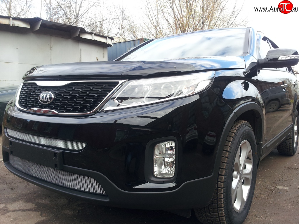 1 539 р. Сетка верхнего воздухозаборника переднего бампера Russtal  KIA Sorento  XM (2012-2015) рестайлинг (хром)  с доставкой в г. Владивосток