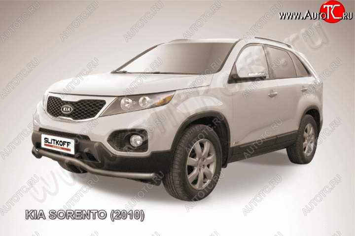 10 849 р. Защита переднего бампера из трубы d57 Slitkoff (волна)  KIA Sorento  XM (2009-2012) дорестайлинг (Цвет: серебристый)  с доставкой в г. Владивосток