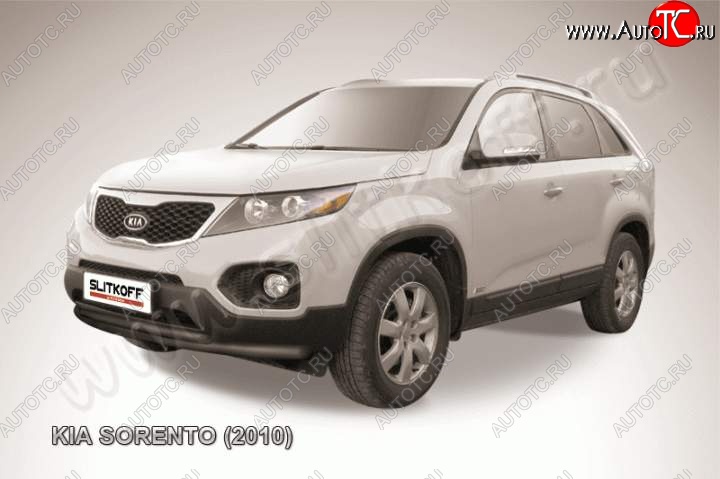 10 299 р. Защита переднего бампера из труб d57+d42 Slitkoff (двойная)  KIA Sorento  XM (2009-2012) дорестайлинг (Цвет: серебристый)  с доставкой в г. Владивосток