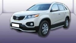 Фигурная защита переднего бампера диаметром 57 мм Slitkoff KIA (КИА) Sorento (Соренто)  XM (2009-2012) XM дорестайлинг