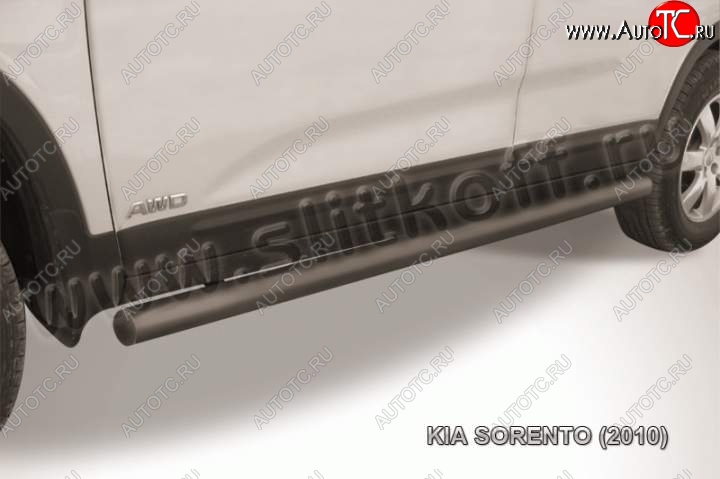 11 499 р. Защита порогов из труб d57 Slitkoff  KIA Sorento  XM (2009-2012) дорестайлинг (Цвет: серебристый)  с доставкой в г. Владивосток