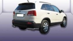 Защита заднего бампера из двух боковых уголков диаметром 57 мм Slitkoff KIA Sorento XM дорестайлинг (2009-2012)