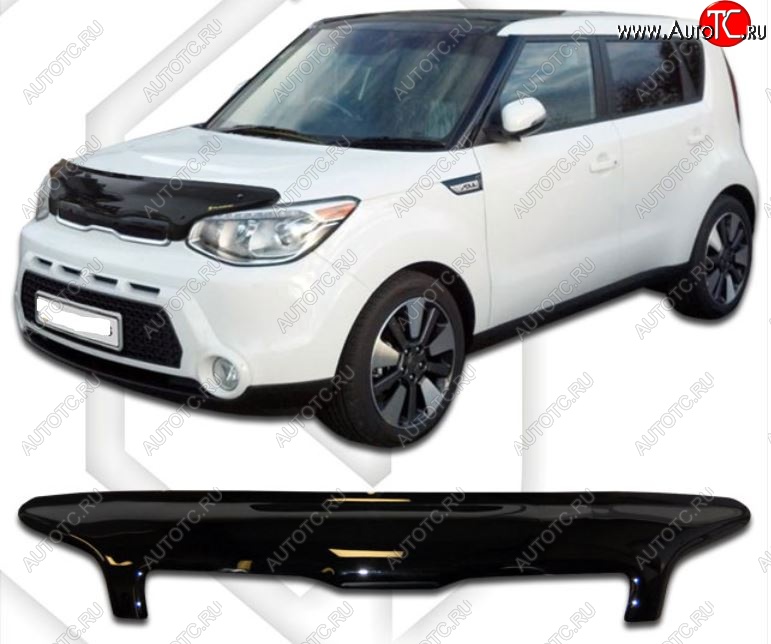 2 079 р. Дефлектор капота CA-Plastic  KIA Soul  PS (2014-2016) дорестайлинг (Classic черный, Без надписи)  с доставкой в г. Владивосток