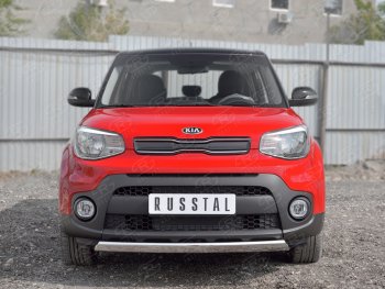 10 349 р. Защита переднего бампера (Ø75х42 мм, нержавейка) Russtal  KIA Soul  PS (2014-2016) дорестайлинг  с доставкой в г. Владивосток. Увеличить фотографию 2