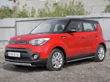 10 349 р. Защита переднего бампера (Ø75х42 мм, нержавейка) Russtal  KIA Soul  PS (2014-2016) дорестайлинг  с доставкой в г. Владивосток. Увеличить фотографию 3