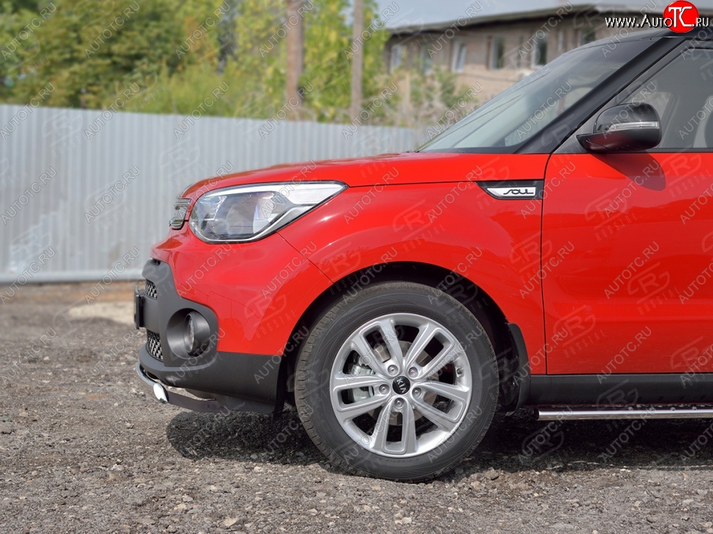 10 349 р. Защита переднего бампера (Ø75х42 мм, нержавейка) Russtal  KIA Soul  PS (2014-2016) дорестайлинг  с доставкой в г. Владивосток