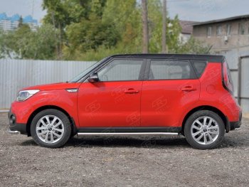 20 849 р. Защита порогов из круглой трубы диаметром 63 мм SLITKOFF v2 KIA Soul PS дорестайлинг (2014-2016)  с доставкой в г. Владивосток. Увеличить фотографию 2