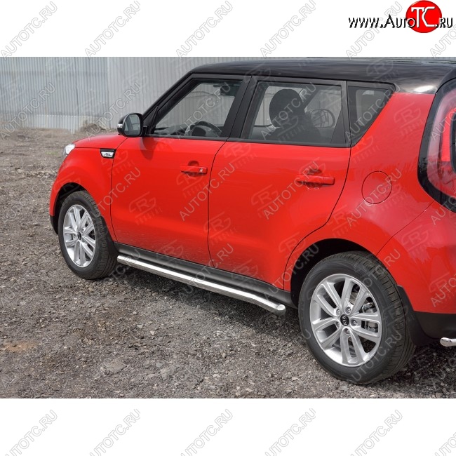 21 999 р. Защита порогов из круглой трубы диаметром 63 мм SLITKOFF v3 KIA Soul PS дорестайлинг (2014-2016)  с доставкой в г. Владивосток