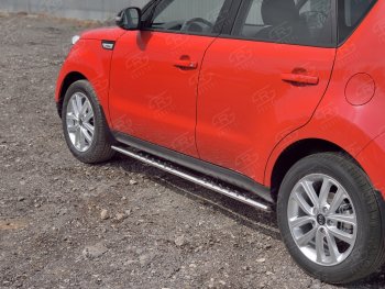 21 749 р. Защита порогов из овальной трубы d75x42 мм с проступью Russtal KIA Soul PS дорестайлинг (2014-2016)  с доставкой в г. Владивосток. Увеличить фотографию 2