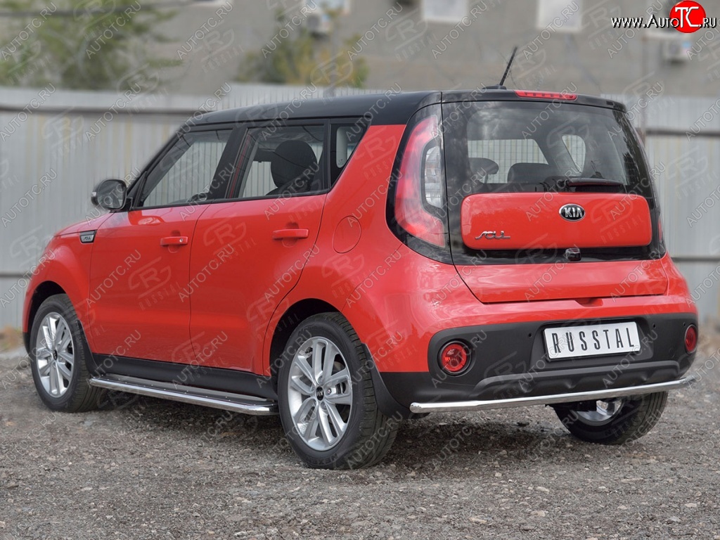 15 999 р. Одинарная защита заднего бампера диаметром 42 SLITKOFF  KIA Soul  PS (2014-2016) дорестайлинг  с доставкой в г. Владивосток