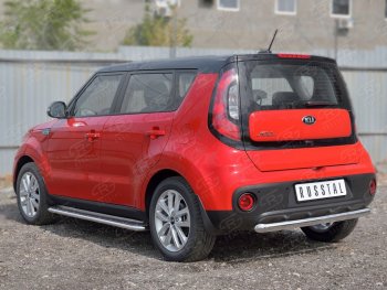 16 399 р. Одинарная защита заднего бампера из трубы диаметром 63 мм SLITKOFF  KIA Soul  PS (2014-2016) дорестайлинг  с доставкой в г. Владивосток. Увеличить фотографию 2