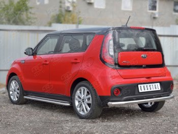 16 899 р. Одинарная защита заднего бампера из трубы диаметром 63 мм SLITKOFF  KIA Soul  PS (2014-2016) дорестайлинг  с доставкой в г. Владивосток. Увеличить фотографию 2