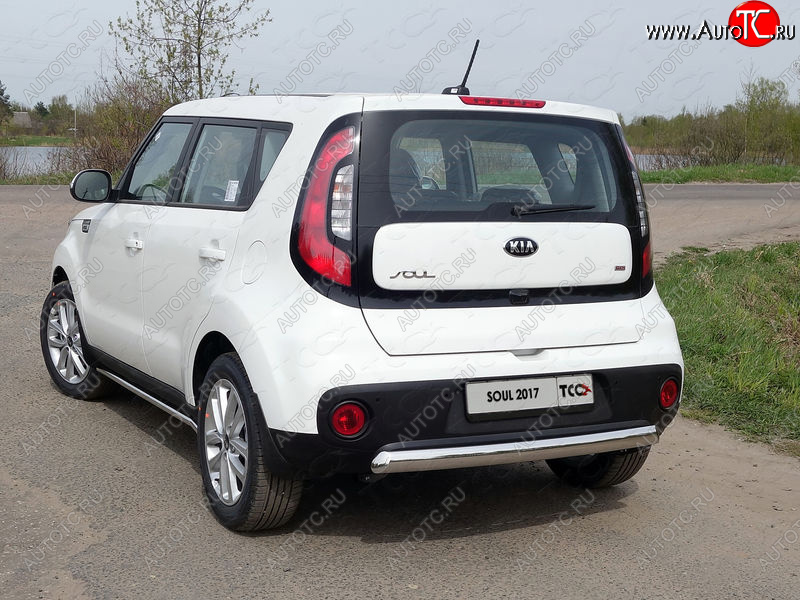 14 649 р. Защита заднего бампера (овальная) ТСС (нержавейка d75х42 мм)  KIA Soul  PS (2017-2019) рестайлинг  с доставкой в г. Владивосток