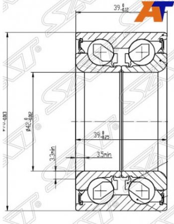 Подшипник передней ступицы SAT (4WD, 42-76-39) Hyundai IX35 ( LM,  NU) (2009-2025), KIA Sportage ( 1 JA,  2 JE,KM,  3 SL,  4 QL,  5 NQ5) (1993-2025)
