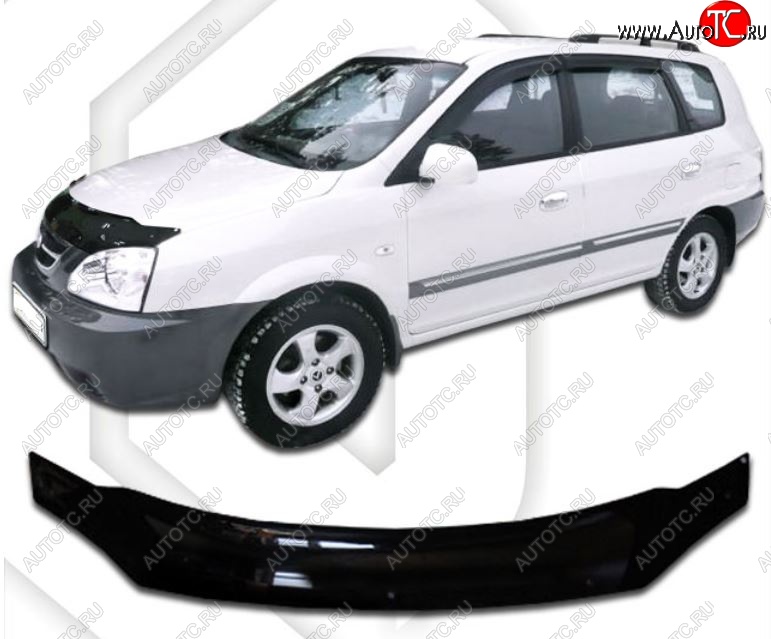 2 159 р. Дефлектор капота CA-Plastic  KIA X-Trek (2003-2005) (Classic черный, Без надписи)  с доставкой в г. Владивосток