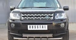 20 699 р. Защита переднего бампера (2 трубыØ63 и 42 мм, нержавейка) SLITKOFF Land Rover Freelander L359 дорестайлинг (2006-2010)  с доставкой в г. Владивосток. Увеличить фотографию 2