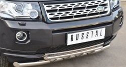 20 699 р. Защита переднего бампера (2 трубыØ63 и 42 мм, нержавейка) SLITKOFF Land Rover Freelander L359 дорестайлинг (2006-2010)  с доставкой в г. Владивосток. Увеличить фотографию 3