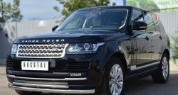 21 549 р. Защита переднего бампера (2 трубыØ63 и 42 мм, нержавейка) SLITKOFF Land Rover Range Rover 4 L405 дорестайлинг (2012-2017)  с доставкой в г. Владивосток. Увеличить фотографию 4