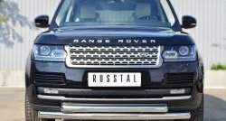 24 899 р. Защита переднего бампера (2 трубыØ76 и 63 мм, нержавейка) SLITKOFF  Land Rover Range Rover  4 L405 (2012-2017) дорестайлинг  с доставкой в г. Владивосток. Увеличить фотографию 4