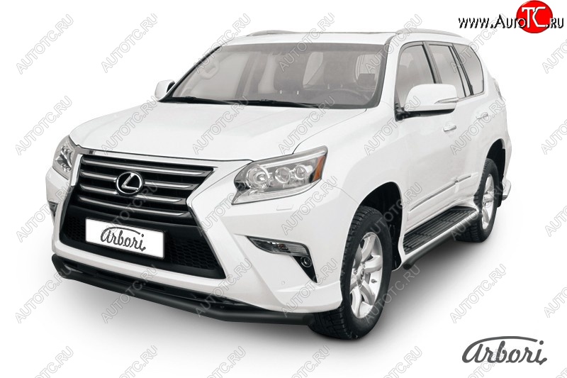 10 169 р. Защита переднего бампера Arbori (черная, 1 труба d57 mm). Lexus GX460 J150 1-ый рестайлинг (2013-2019)  с доставкой в г. Владивосток