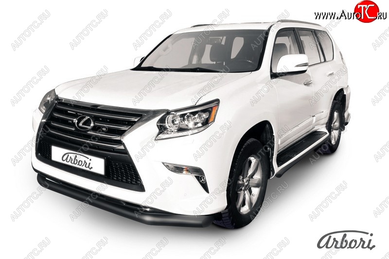 11 339 р. Защита переднего бампера Arbori (черная, 1 труба d76 mm). Lexus GX460 J150 1-ый рестайлинг (2013-2019)  с доставкой в г. Владивосток