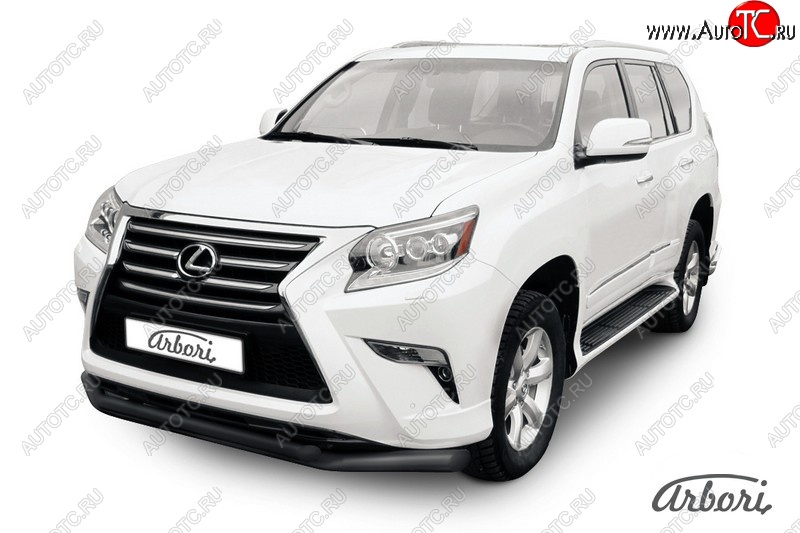 13 499 р. Защита переднего бампера Arbori (черная, 2 трубы d76 и 57 mm) Lexus GX460 J150 1-ый рестайлинг (2013-2019)  с доставкой в г. Владивосток