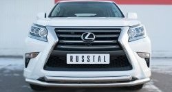 Защита переднего бампера (2 трубыØ63 мм, нержавейка) SLITKOFF Lexus GX460 J150 1-ый рестайлинг (2013-2019)