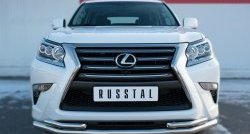 Защита переднего бампера (2 трубыØ63 и 42 мм, нержавейка) SLITKOFF Lexus GX460 J150 1-ый рестайлинг (2013-2019)