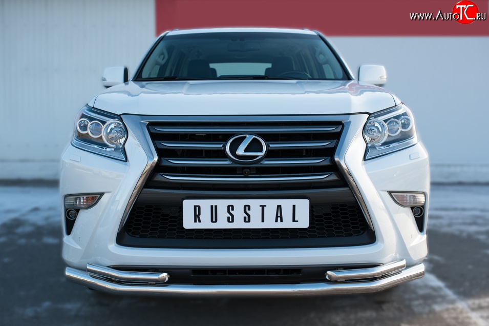 21 449 р. Защита переднего бампера (2 трубыØ63 и 42 мм, нержавейка) SLITKOFF Lexus GX460 J150 1-ый рестайлинг (2013-2019)  с доставкой в г. Владивосток