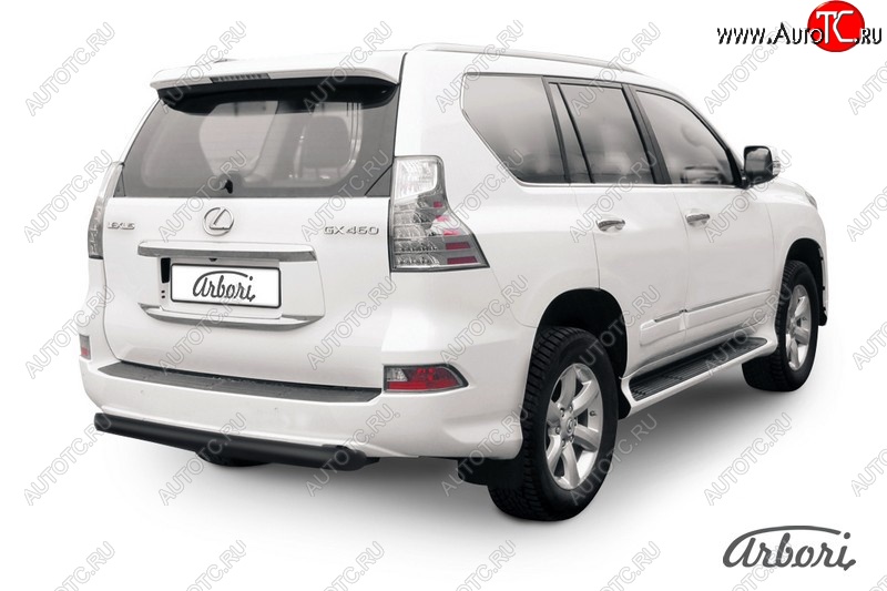 12 059 р. Защита заднего бампера Arbori (короткая, черная, 1 труба d76 mm). Lexus GX460 J150 1-ый рестайлинг (2013-2019)  с доставкой в г. Владивосток