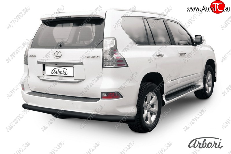 8 459 р. Защита заднего бампера Arbori (черная, 1 труба d76 mm). Lexus GX460 J150 1-ый рестайлинг (2013-2019)  с доставкой в г. Владивосток