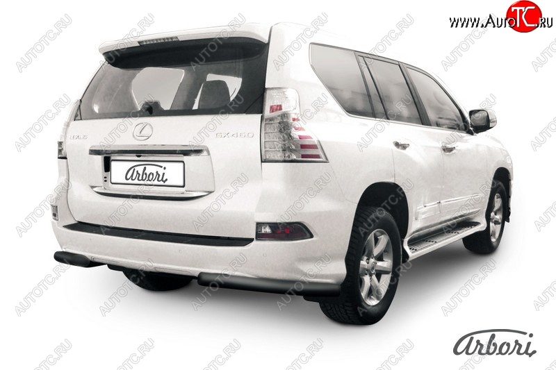 9 449 р. Защита заднего бампера Arbori (черная, 1 труба d76 mm). Lexus GX460 J150 1-ый рестайлинг (2013-2019)  с доставкой в г. Владивосток