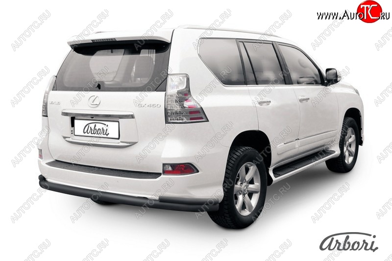 13 499 р. Защита заднего бампера Arbori (черная, 2 трубы d76 и 42 mm). Lexus GX460 J150 1-ый рестайлинг (2013-2019)  с доставкой в г. Владивосток