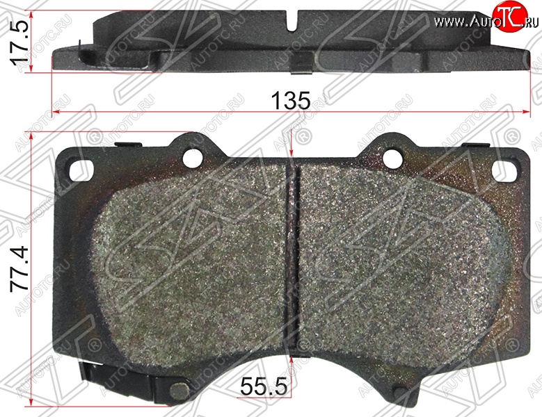 1 689 р. Колодки тормозные SAT (передние,135x77.4x17.5 mm)  Lexus GX460  J150 (2009-2022), Toyota Land Cruiser Prado  J120 (2002-2009)  с доставкой в г. Владивосток