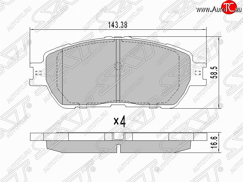 1 299 р. Комплект тормозных колодок SAT (передние, 143,38*58.5*16.6 мм)  Toyota Alphard  H10 - Sienna  XL20  с доставкой в г. Владивосток