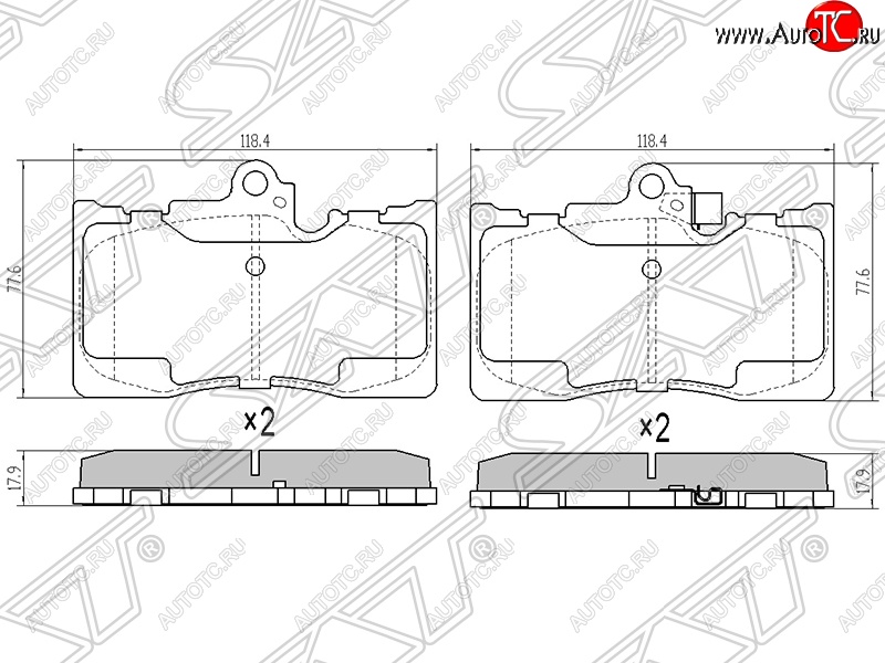 1 169 р. Колодки тормозные SAT (передние)  Lexus GS300  S190 (2005-2006) дорестайлинг  с доставкой в г. Владивосток