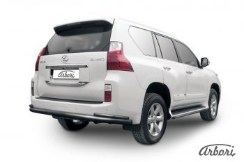 Защита заднего бампера Arbori (черная, 2 трубы d76 и 42 mm). Lexus GX460 J150 дорестайлинг (2009-2013)